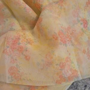 Fabric, Yellow & Orange Floral Polyester Organza 45" x 3 yds